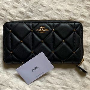 Coach quilted studded leather wallet ~ New